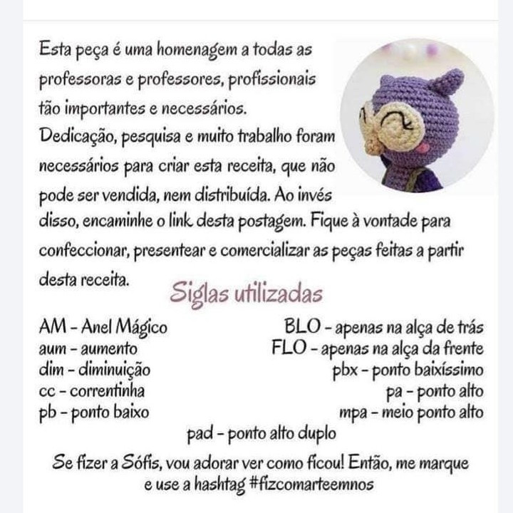 Coruja de Crochê: Receita Amigurumi Professora Fofa