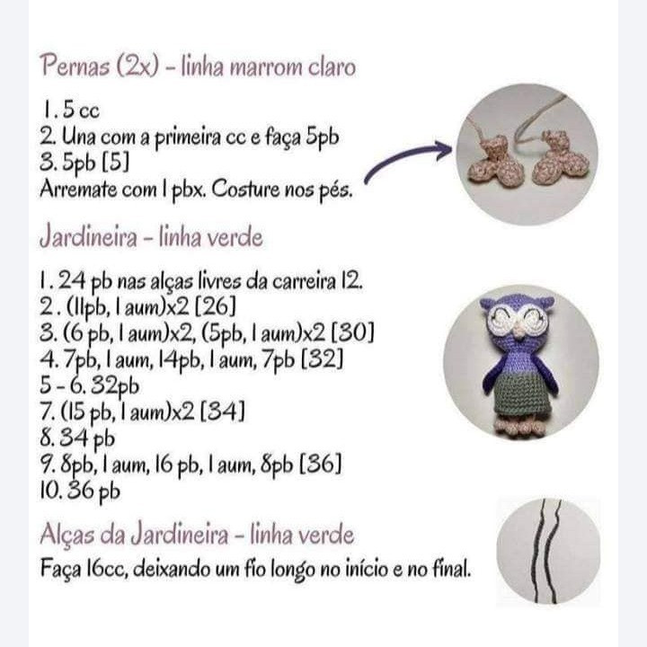 Coruja de Crochê: Receita Amigurumi Professora Fofa