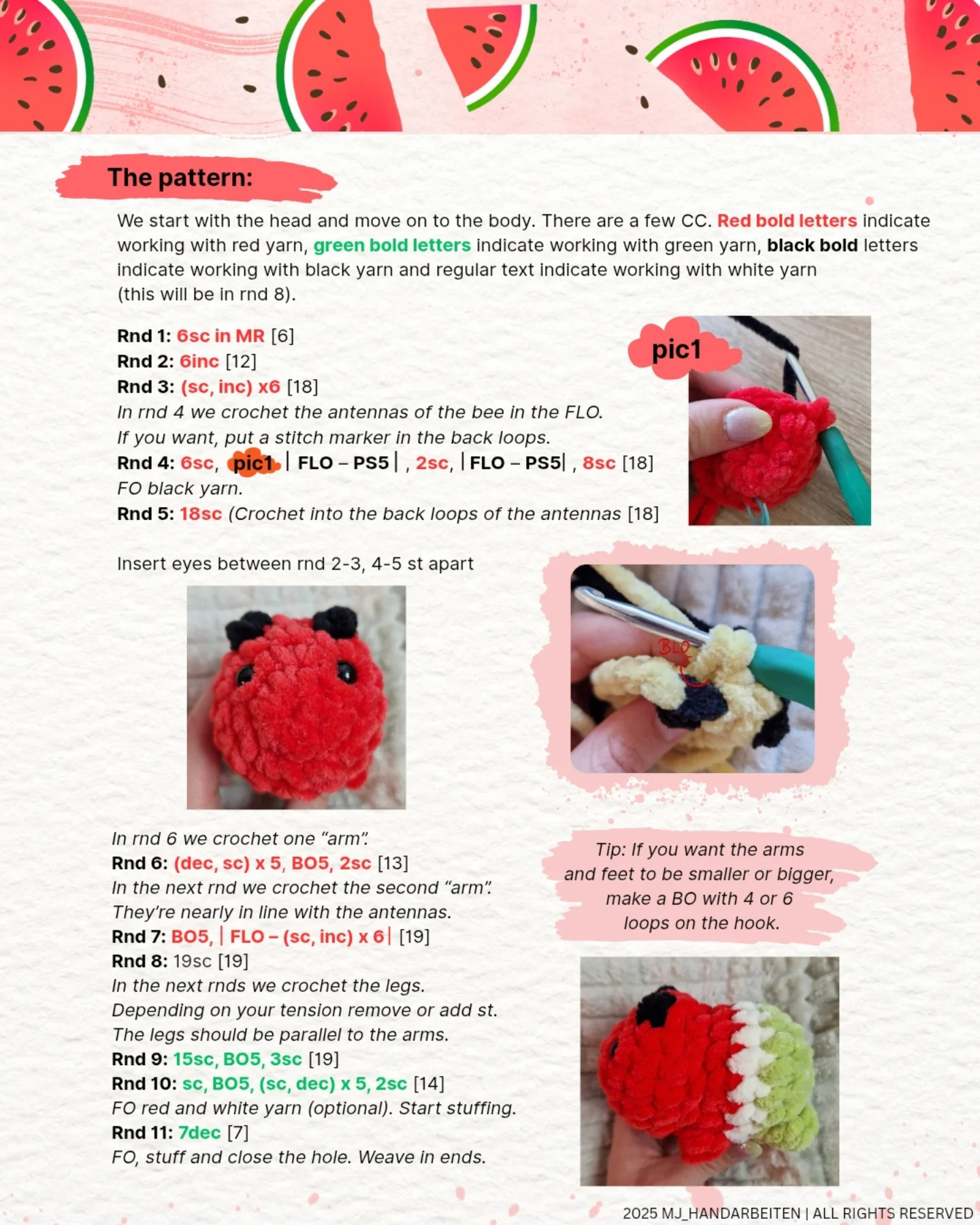 Create a Cute Mini Melon Bee with This Free Crochet Pattern