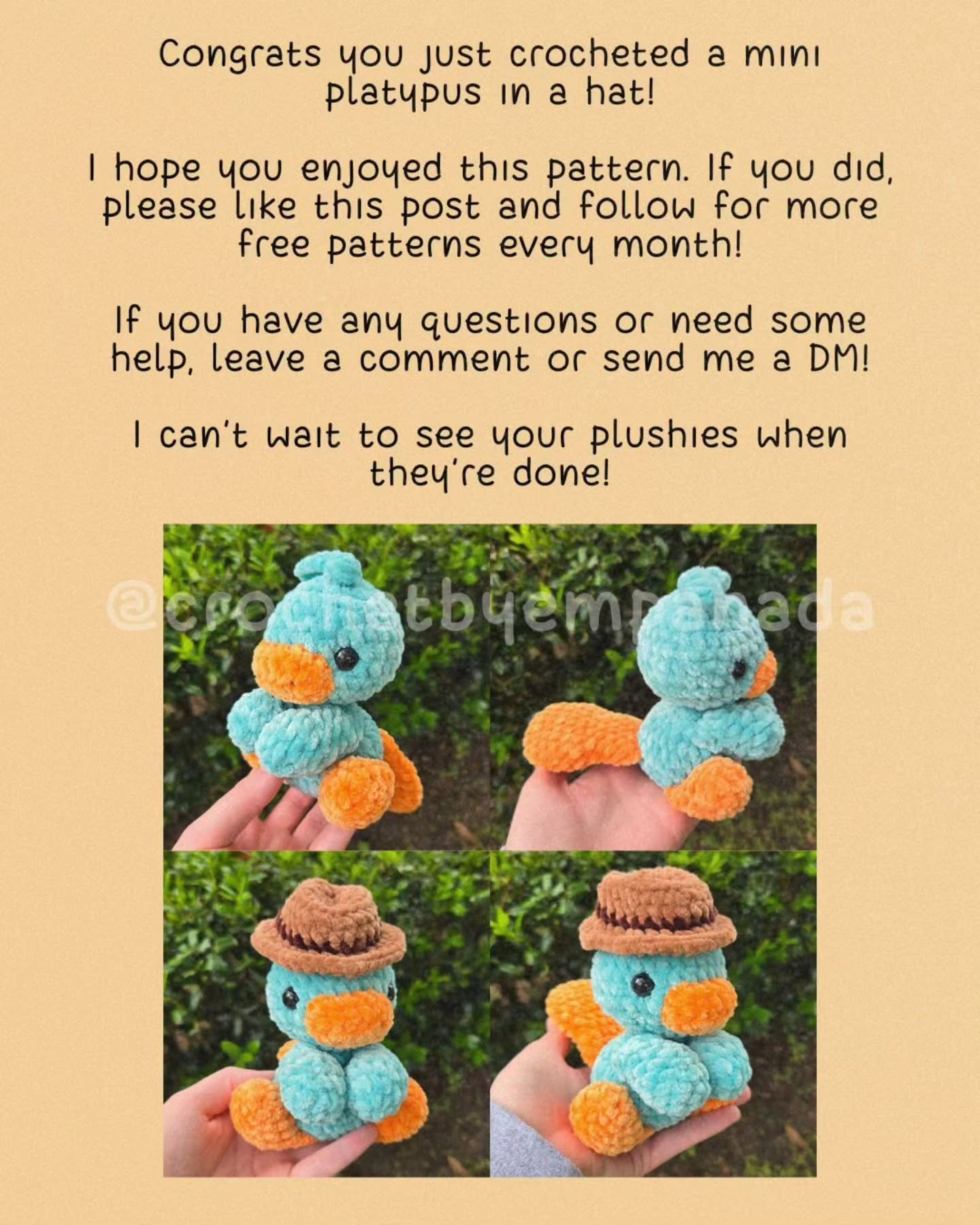 Create a Cute Mini Platypus with Free Crochet Pattern