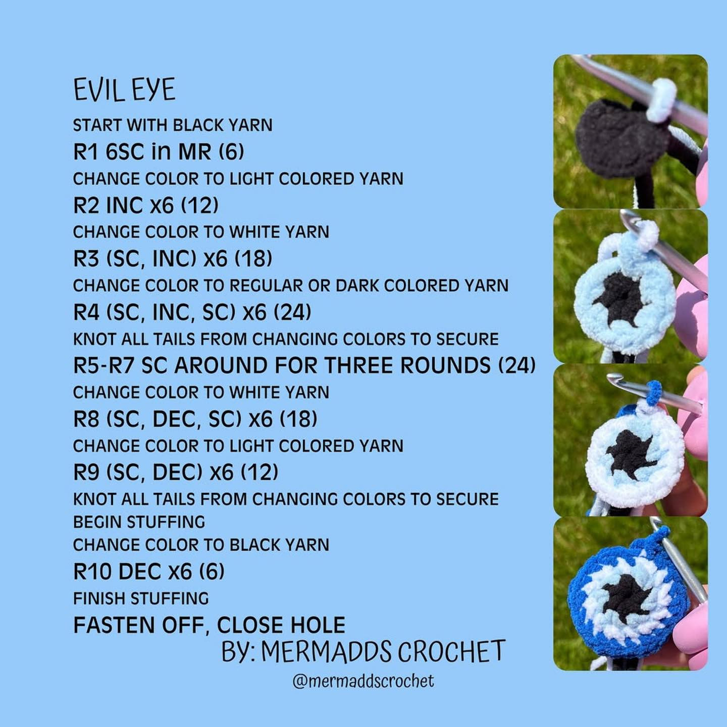 Create a Mini Evil Eye with This Free No-Sew Crochet Pattern