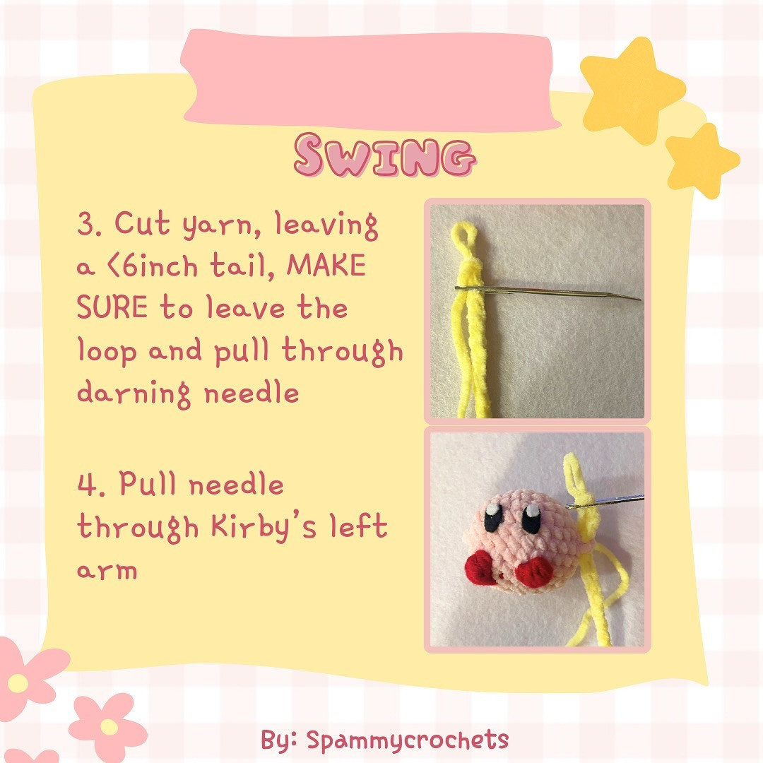 Crochet a Cute Kirby Hanging on a Star with Free Pattern
