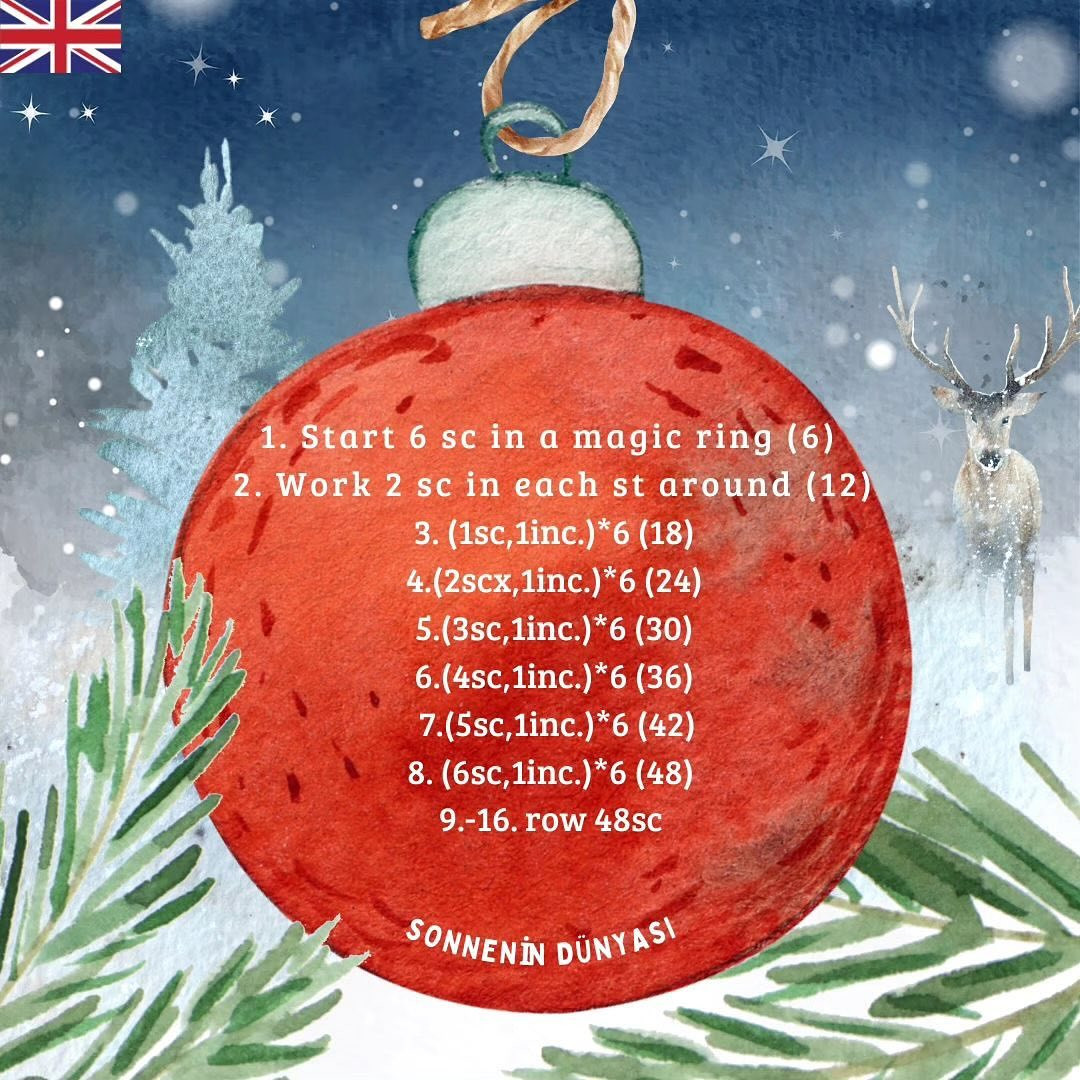 Crochet Christmas Ornaments Free Pattern in Three Languages