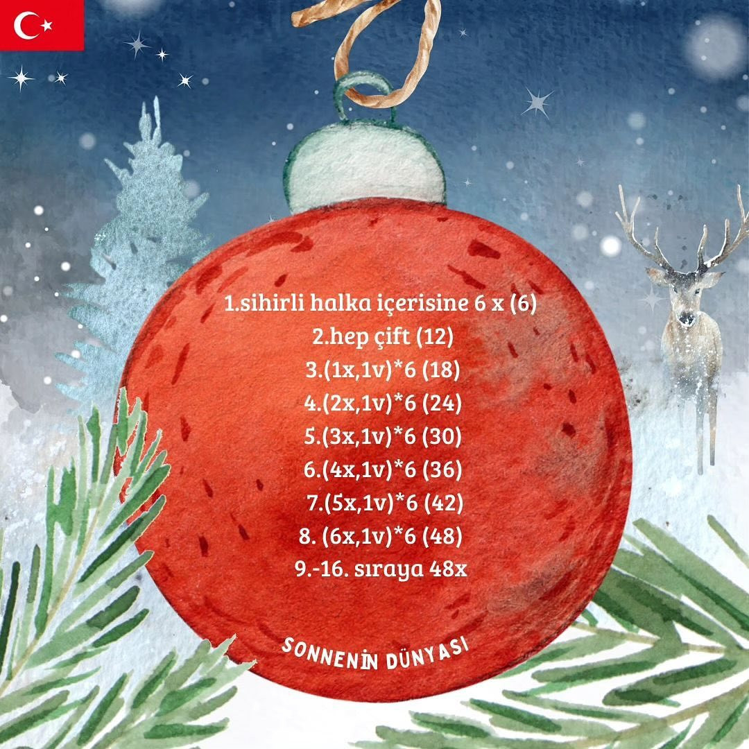 Crochet Christmas Ornaments Free Pattern in Three Languages