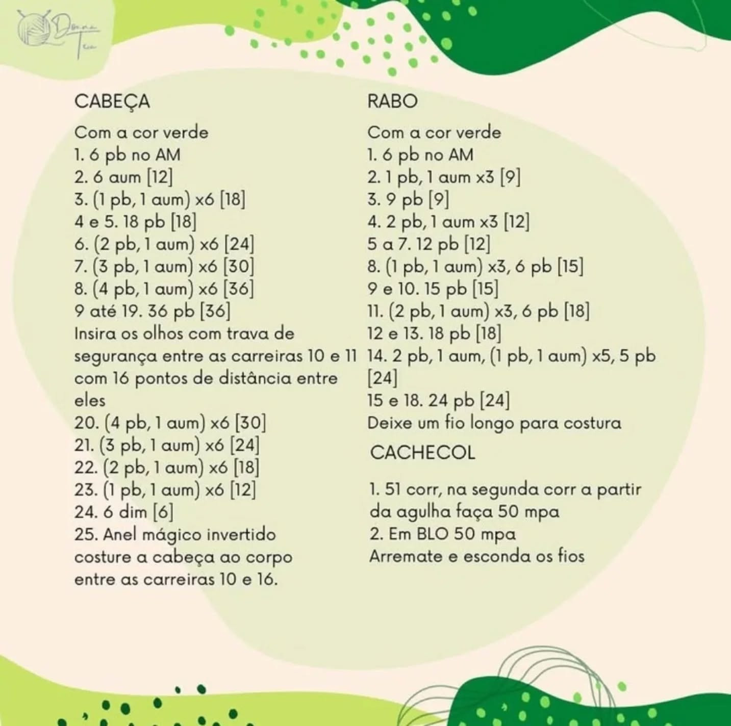 Crochet Dino Oswaldo: Receita Gratuita de Flávia Pinheiro