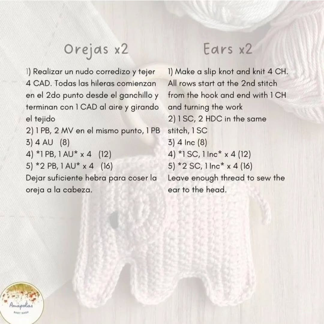 Crochet Elephant Teether Pattern for Babies