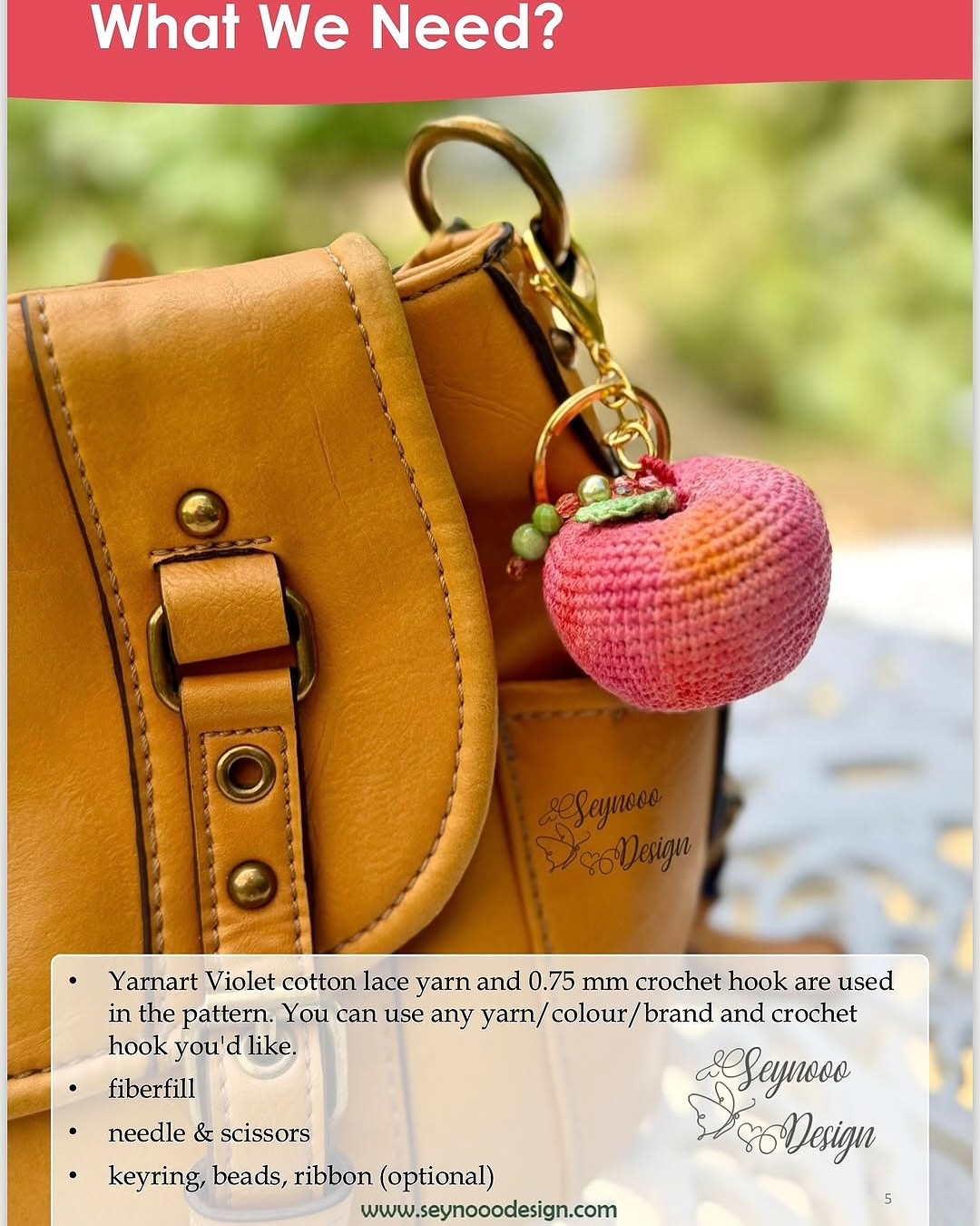 Crochet Fruit Charms Pattern: Apple and Pear Bag Accessories