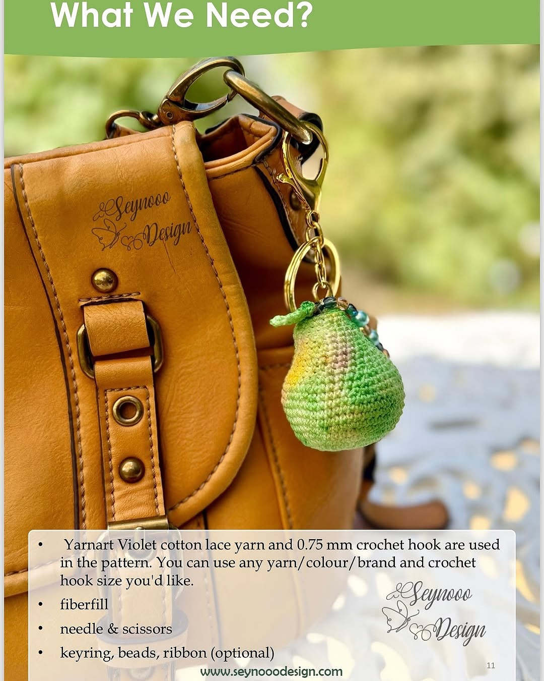 Crochet Fruit Charms Pattern: Apple and Pear Bag Accessories