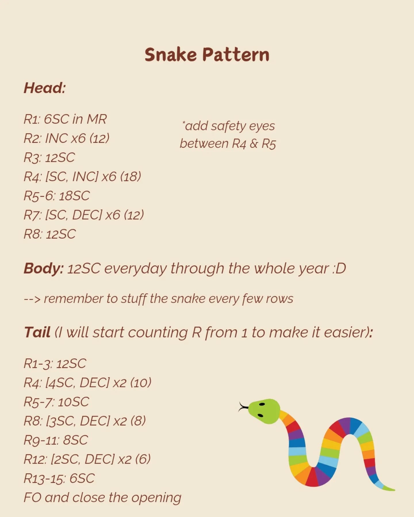 Crochet Guide: Crafting a Colorful Temperature Snake