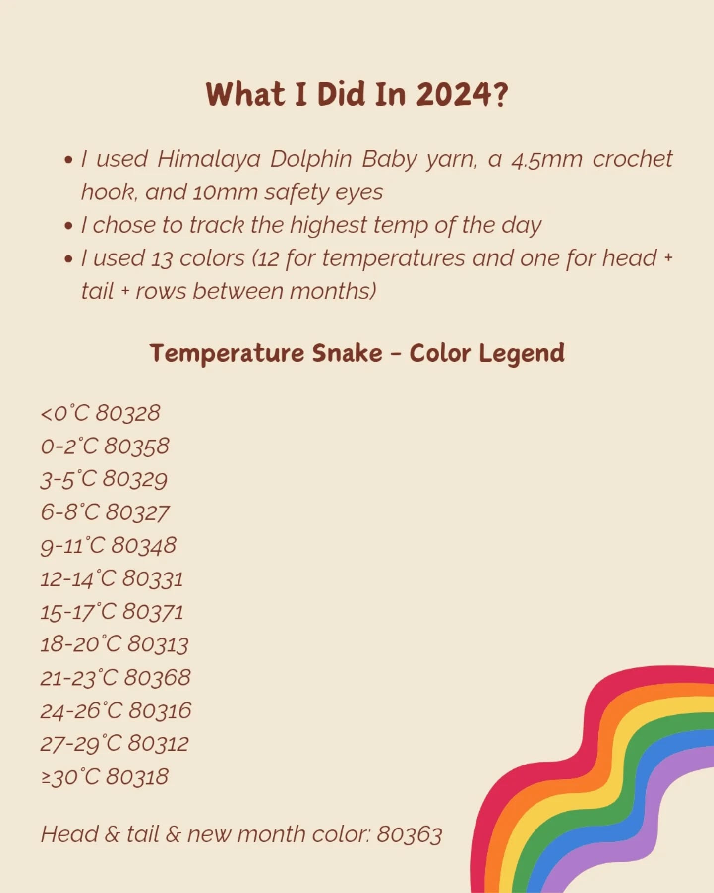 Crochet Guide: Crafting a Colorful Temperature Snake