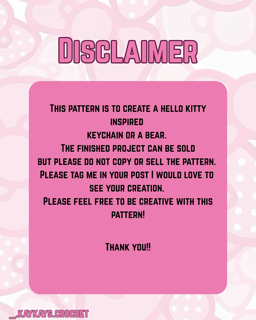 Crochet Hello Kitty Keychain Free Pattern with Bear Modification