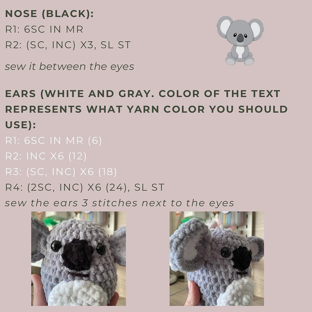 Crochet Koala Amigurumi Free Pattern for Beginners