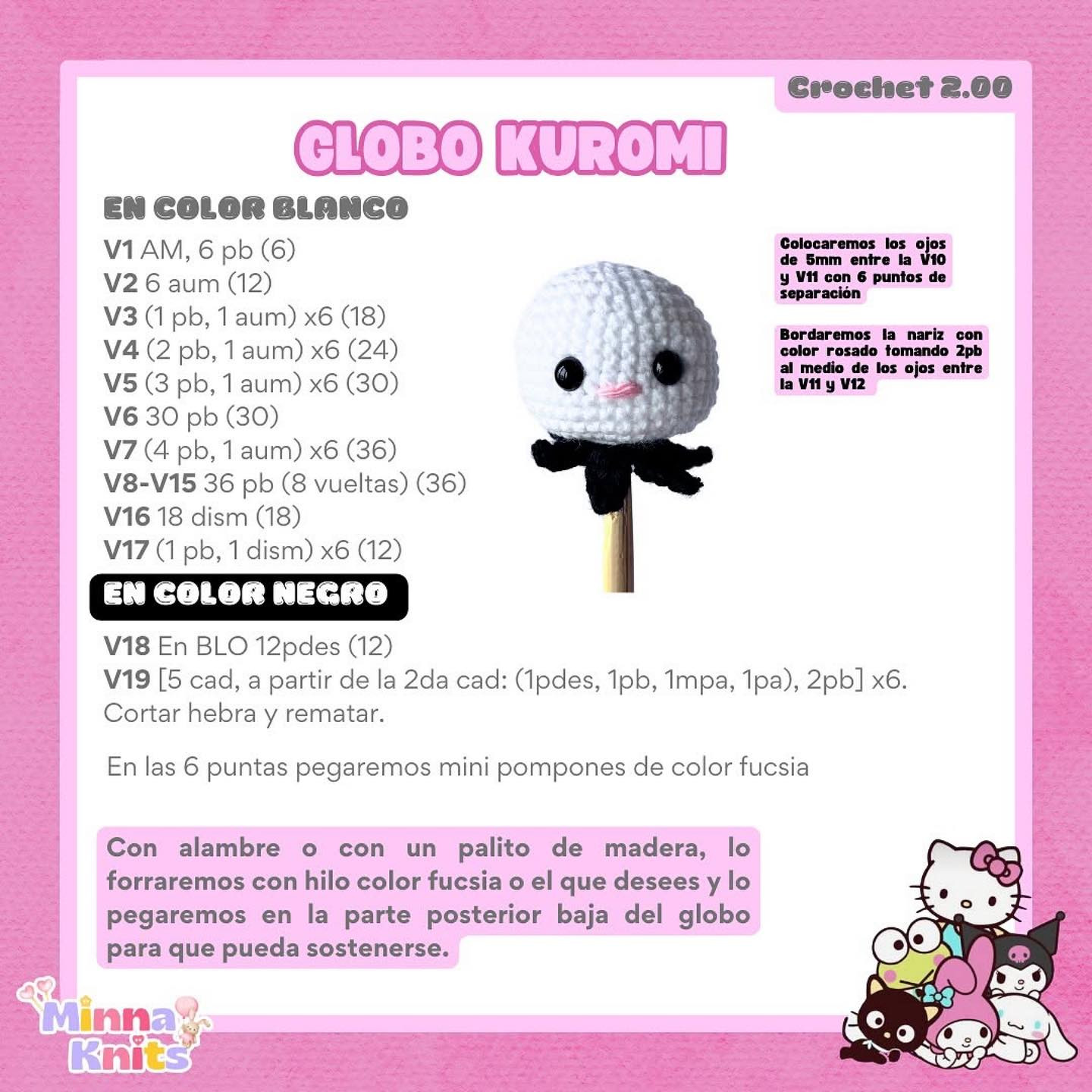 Crochet Kuromi Balloon Pattern - Free Amigurumi Design