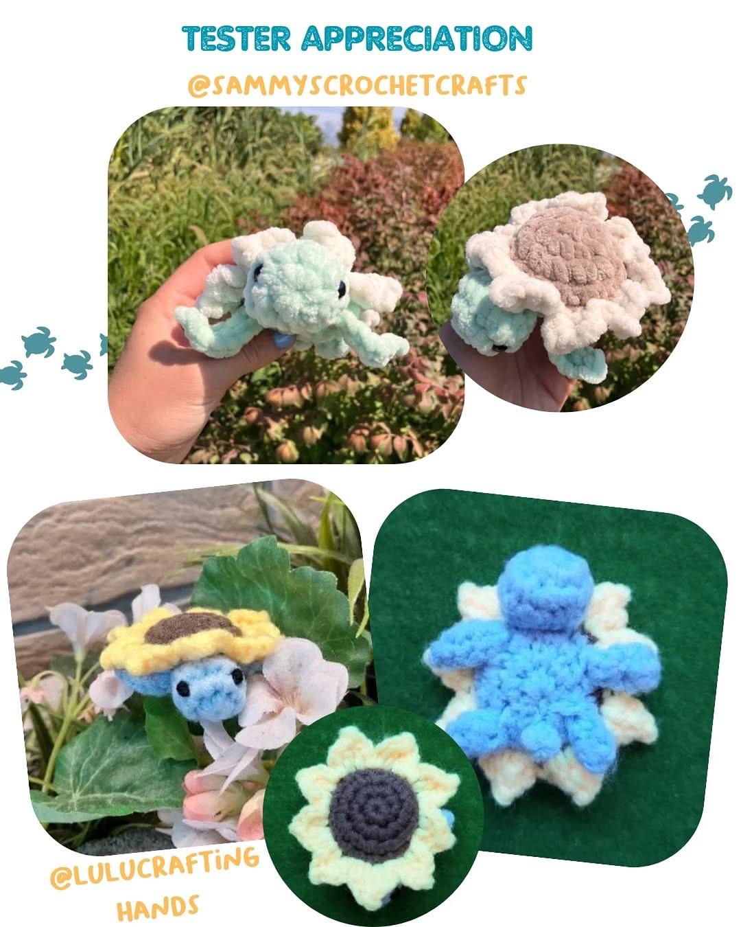 Crochet Mini Sunflower Turtle Pattern - Free Tutorial