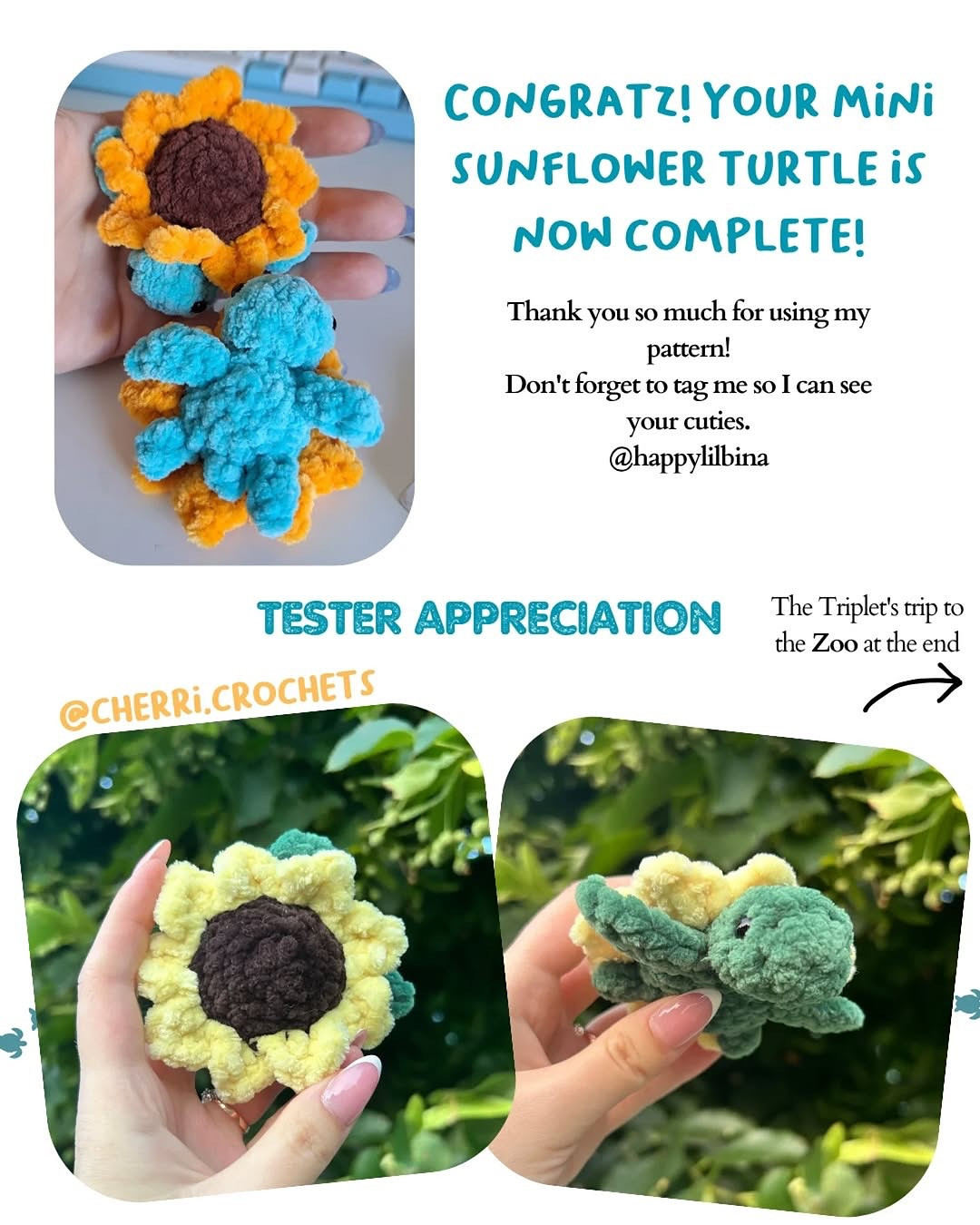Crochet Mini Sunflower Turtle Pattern - Free Tutorial