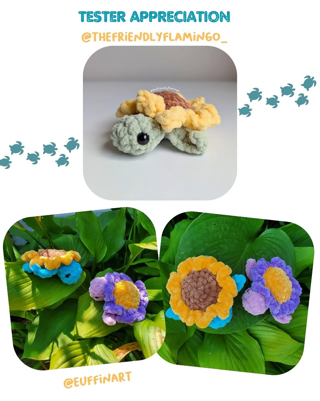 Crochet Mini Sunflower Turtle Pattern - Free Tutorial