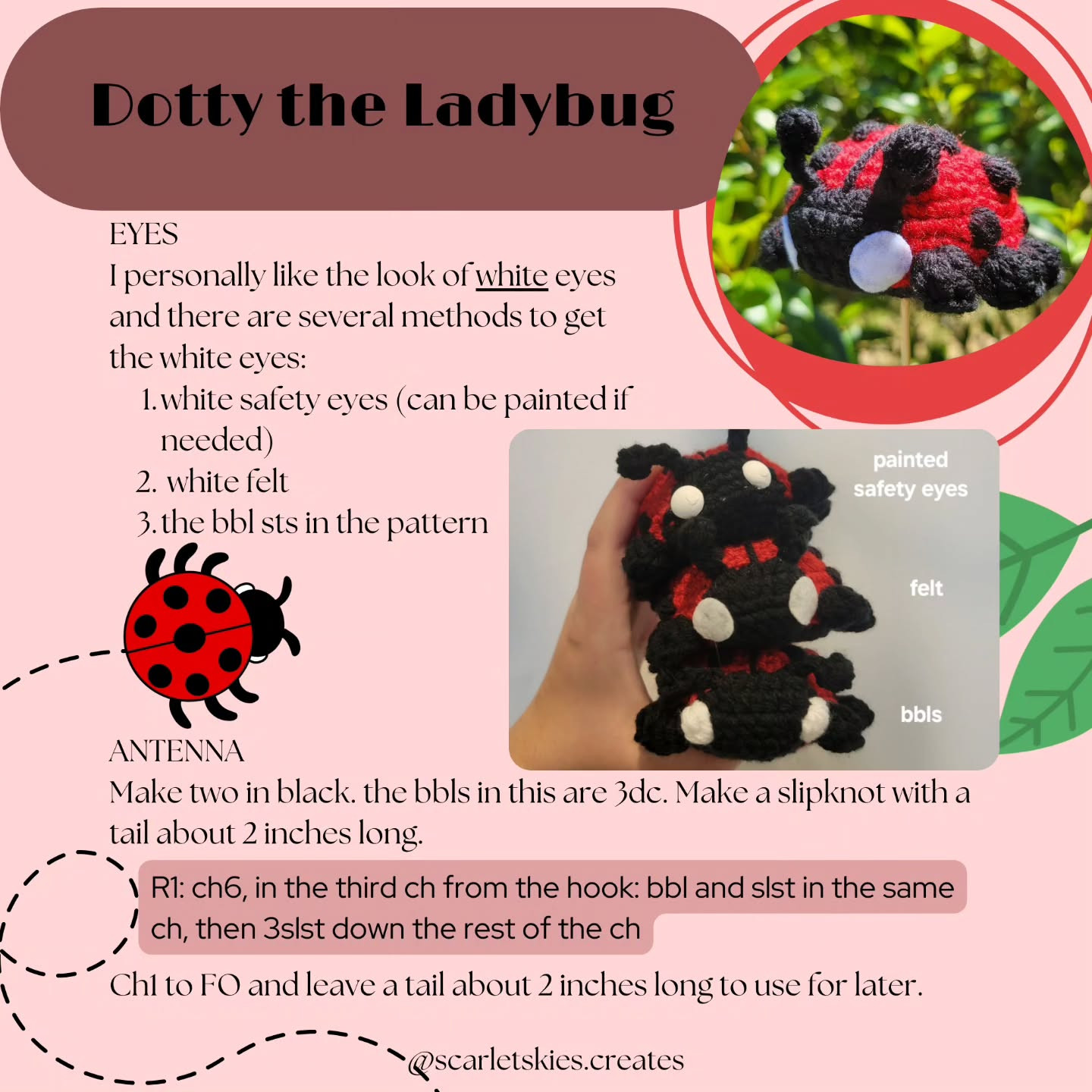 Crochet No-Sew Ladybug Pattern for Beginners