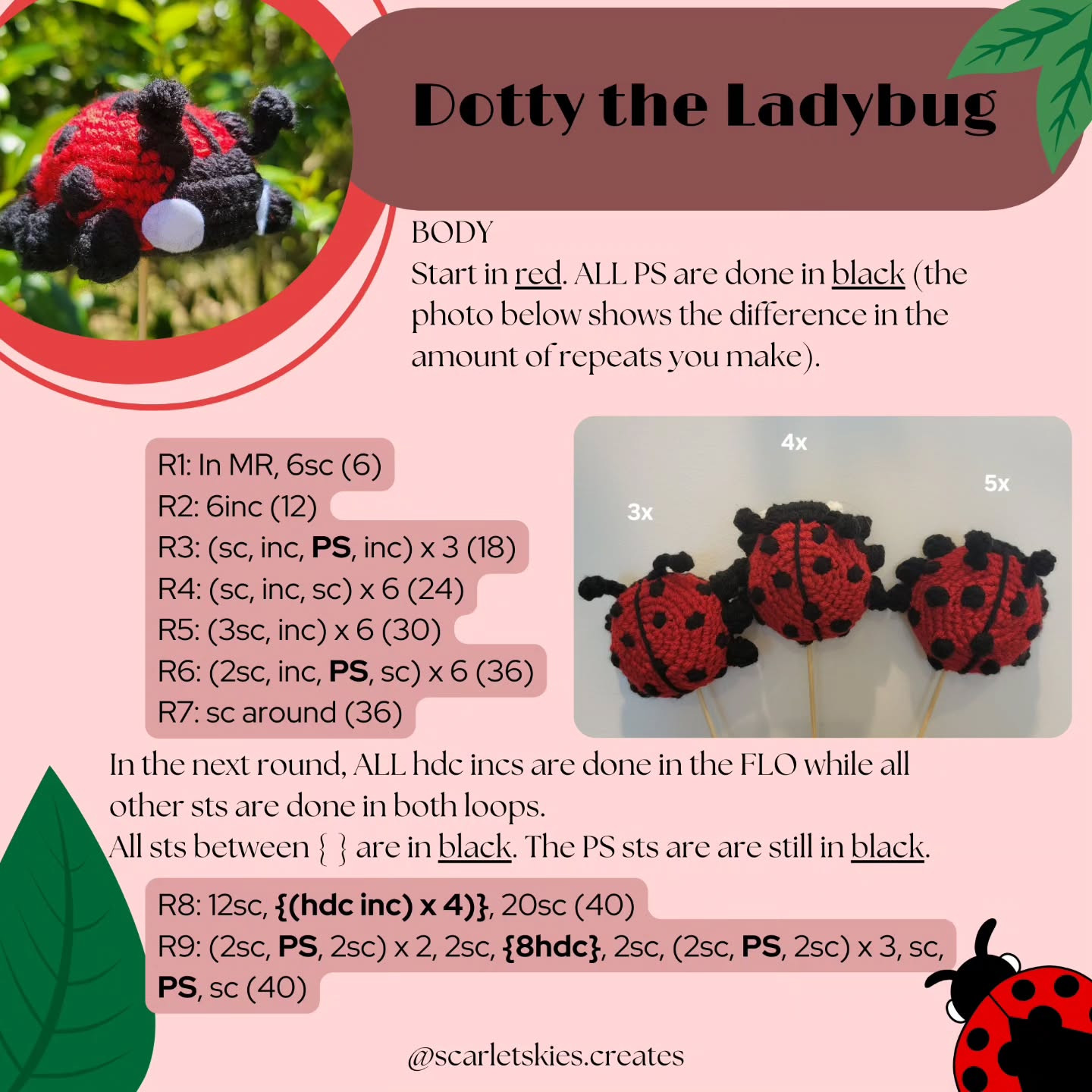 Crochet No-Sew Ladybug Pattern for Beginners