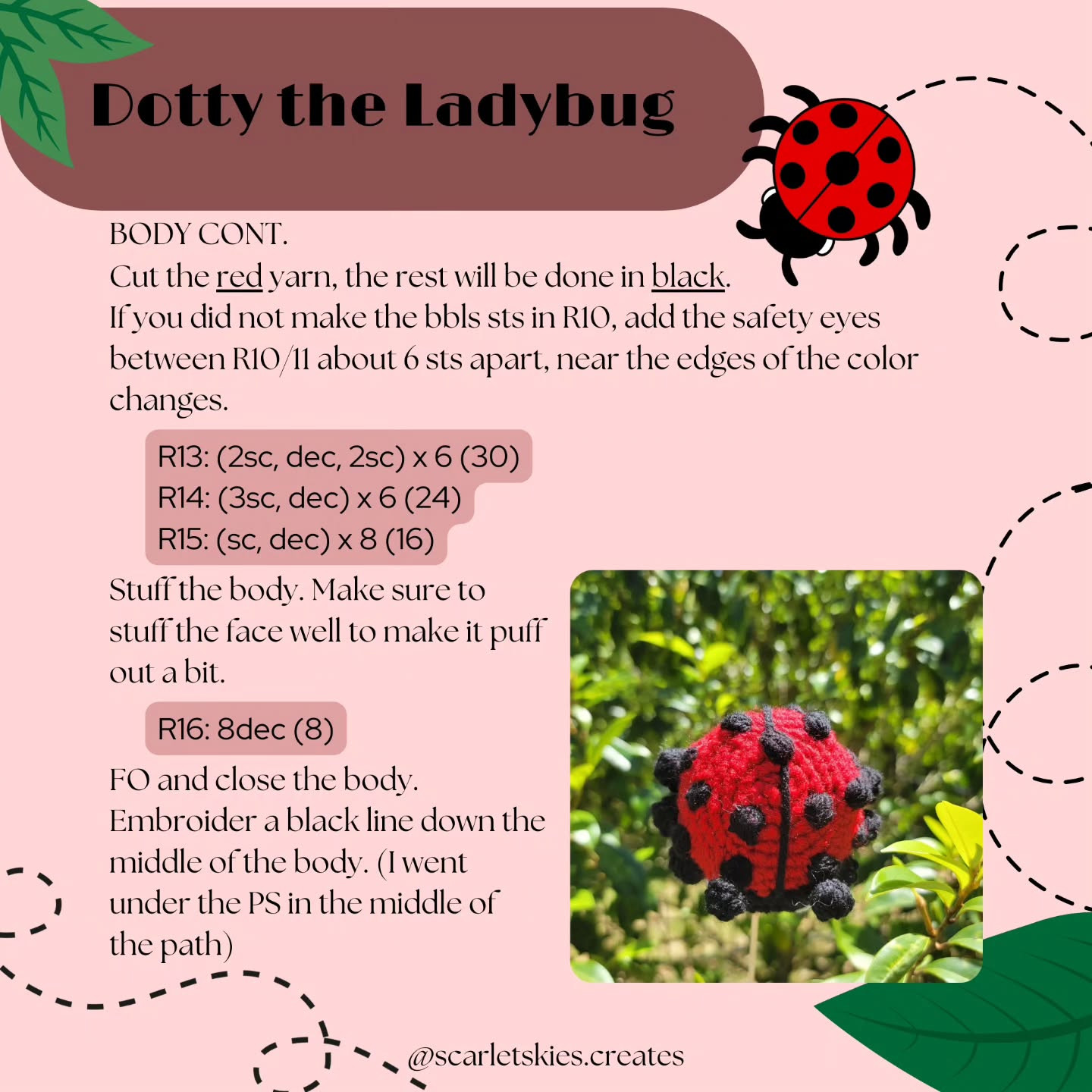 Crochet No-Sew Ladybug Pattern for Beginners