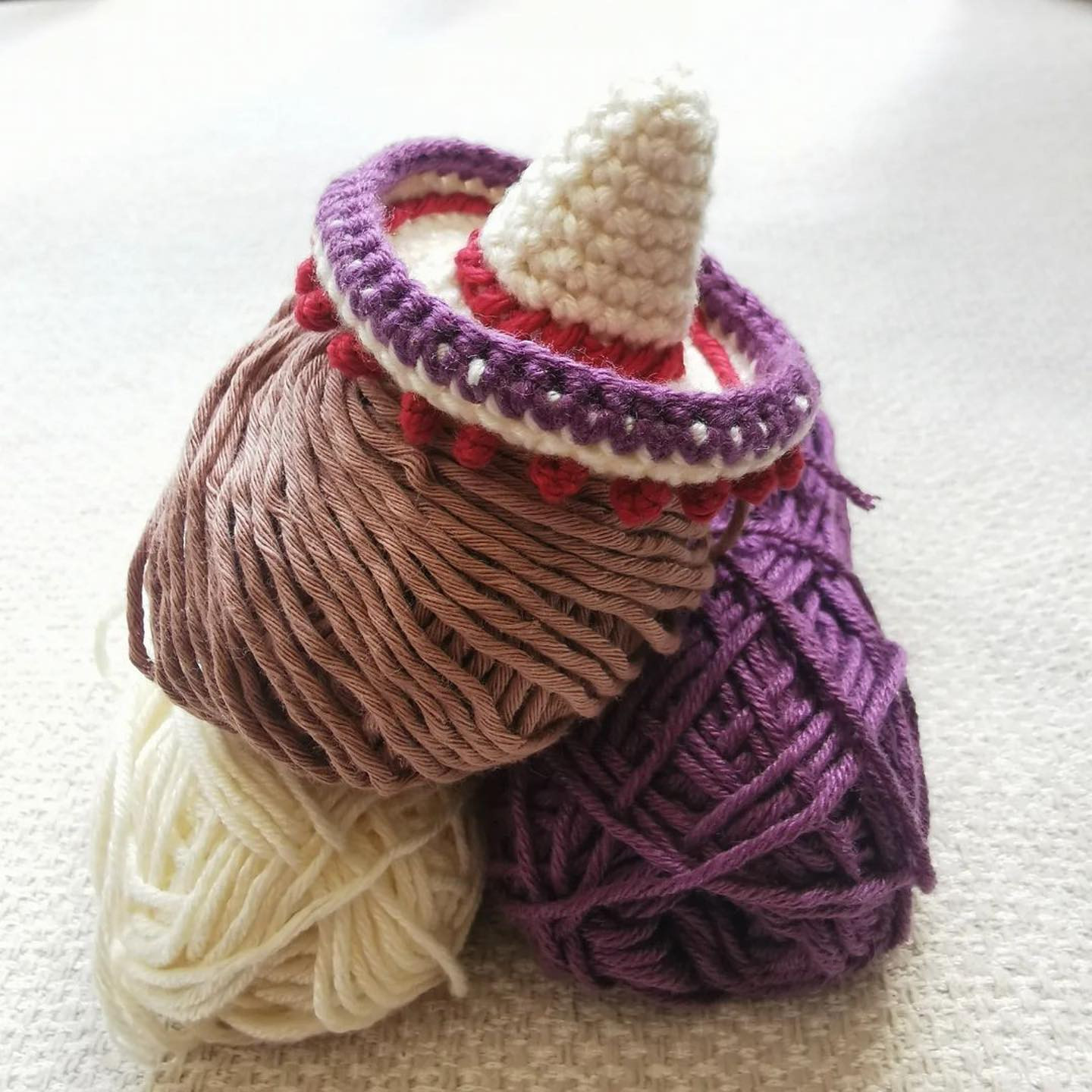 Crochet Pattern: Colorful Yarn with Miniature Hat