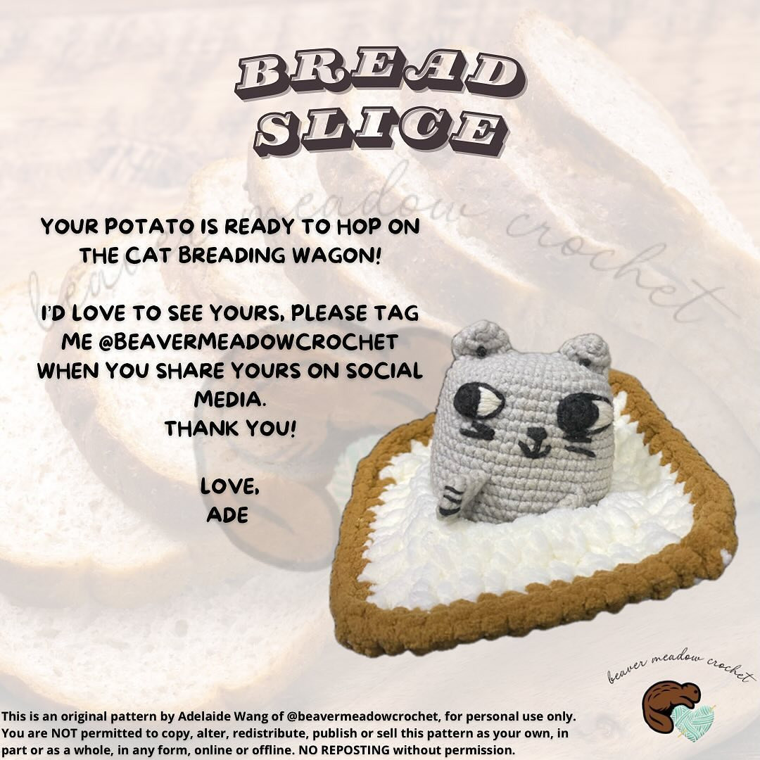 Crochet Pattern: Cute Cat on a Slice of Bread