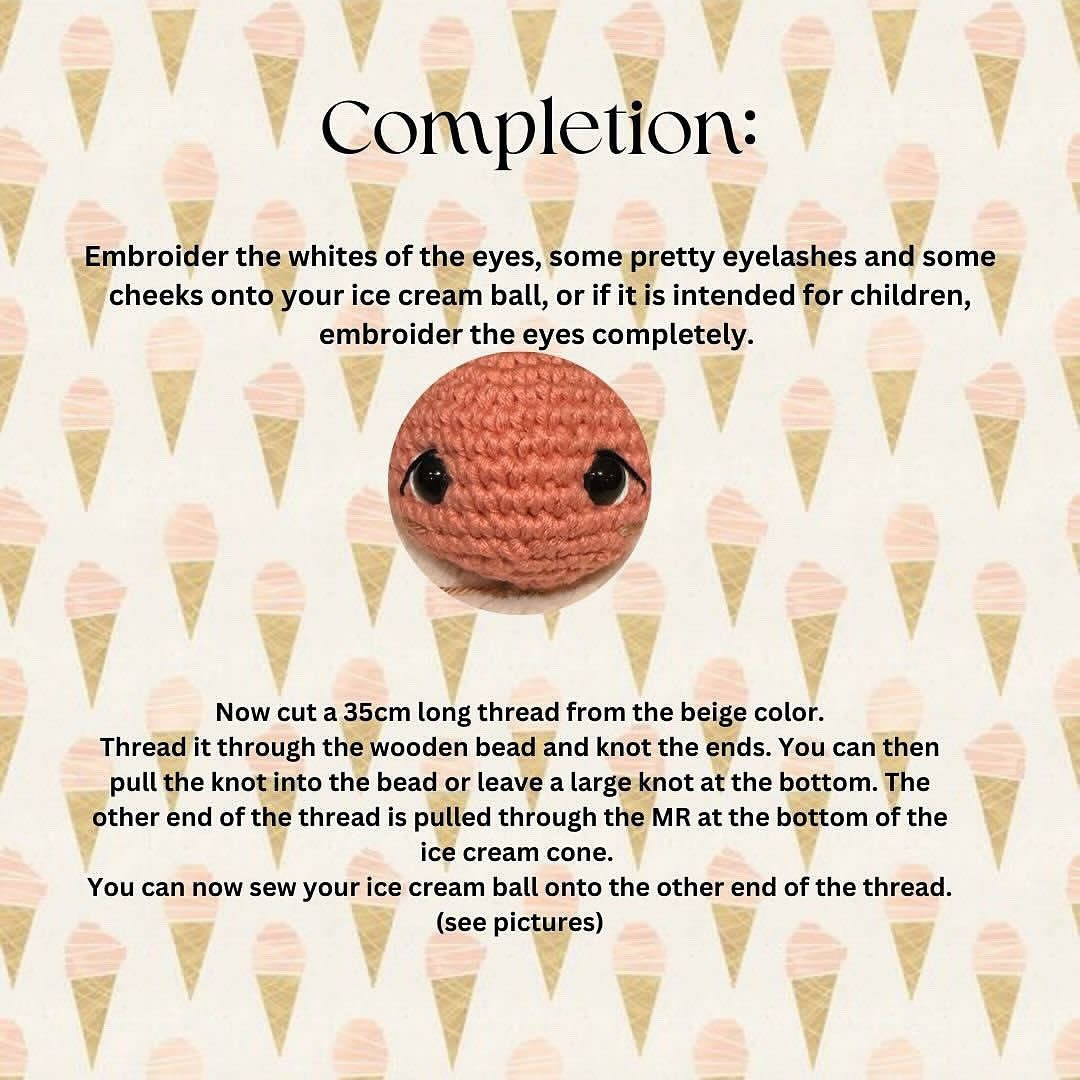 Crochet Pattern: Cute Peachy Ice Cream Cone Toy