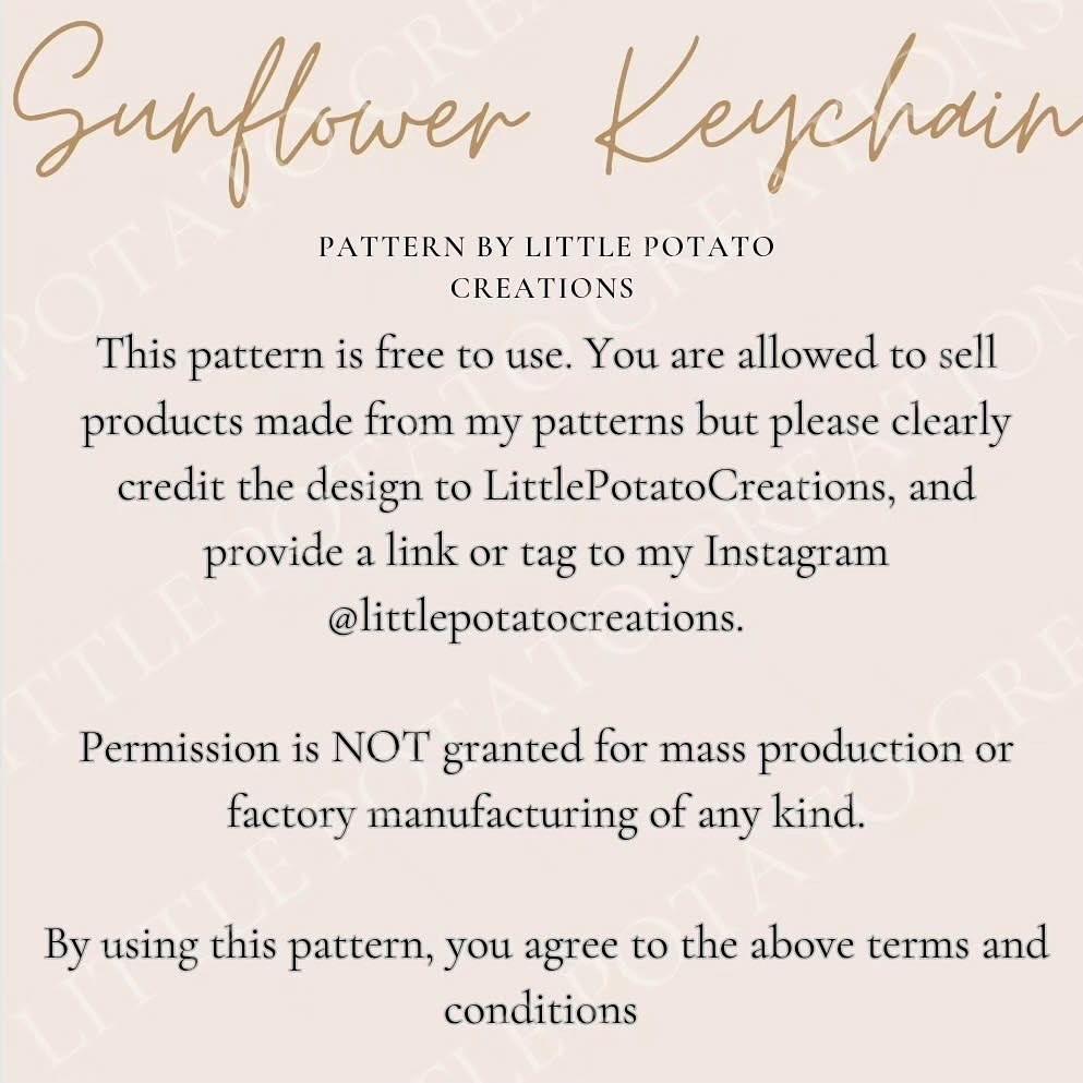 Crochet Pattern for a Sunflower Keychain by Little Potato Creations