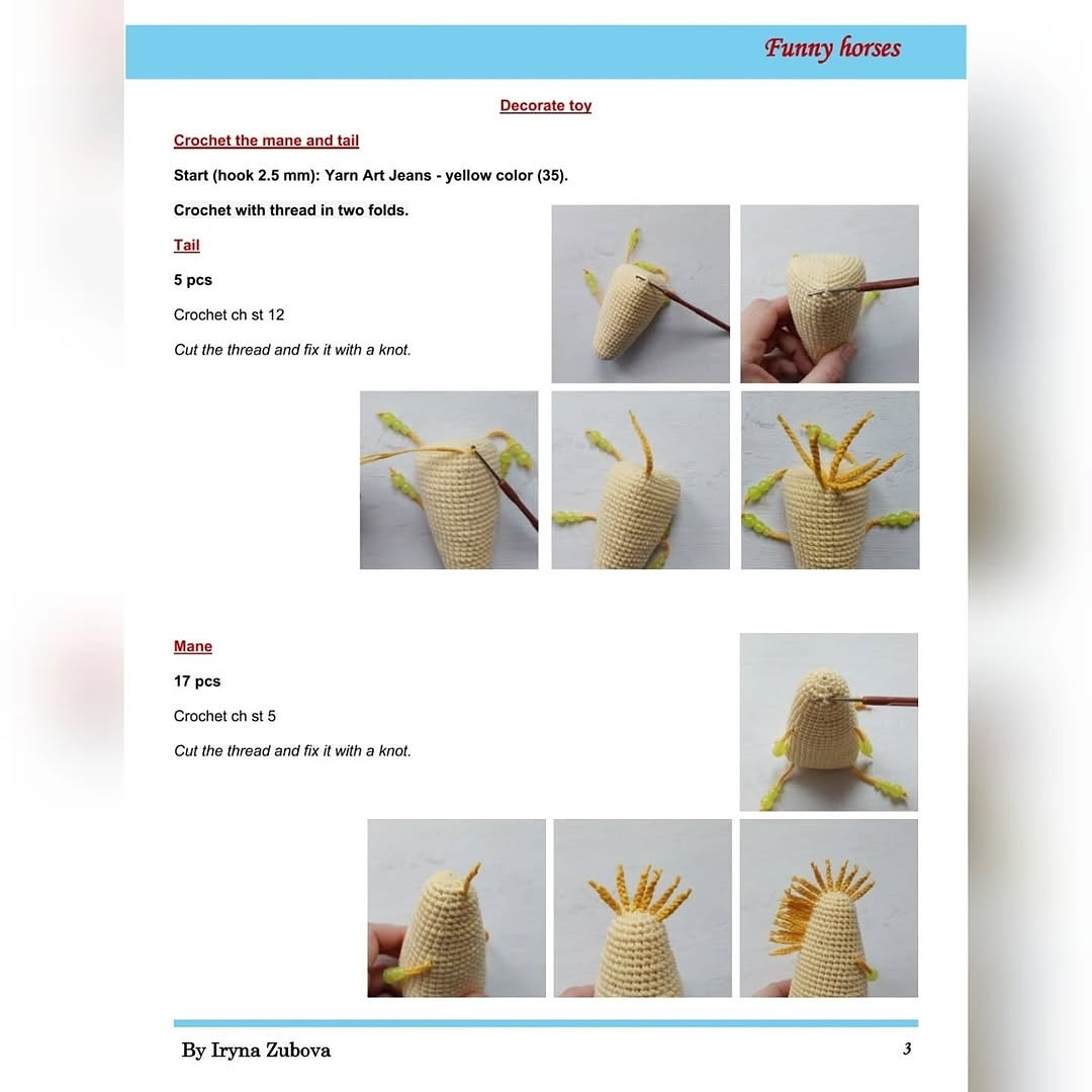 Crochet Pattern for Adorable Funny Horses with Beads