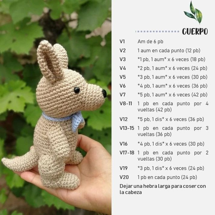 Crochet Pattern for Adorable Kangaroo Amigurumi Toy