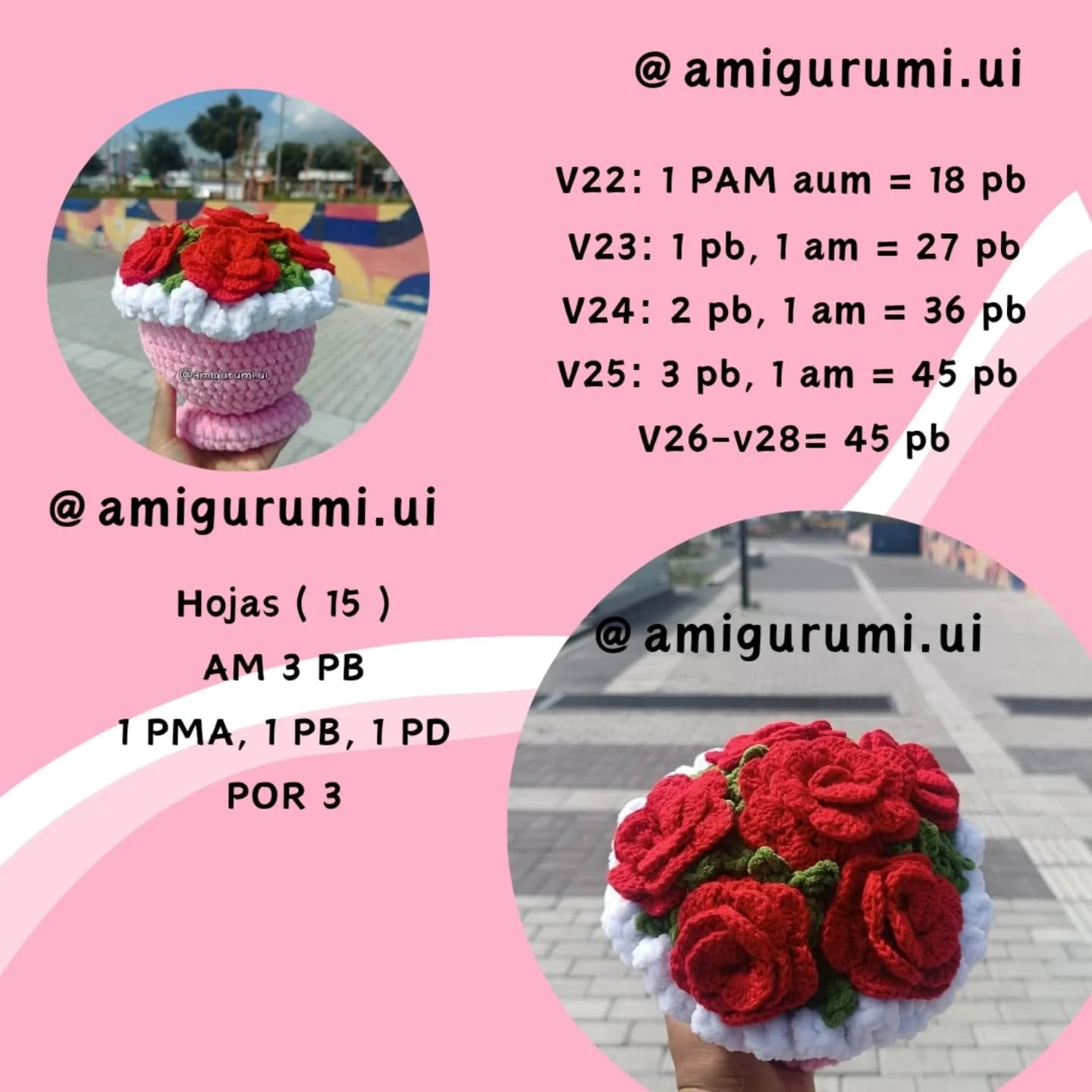 Crochet Pattern for Beautiful Rose Bouquet Basket