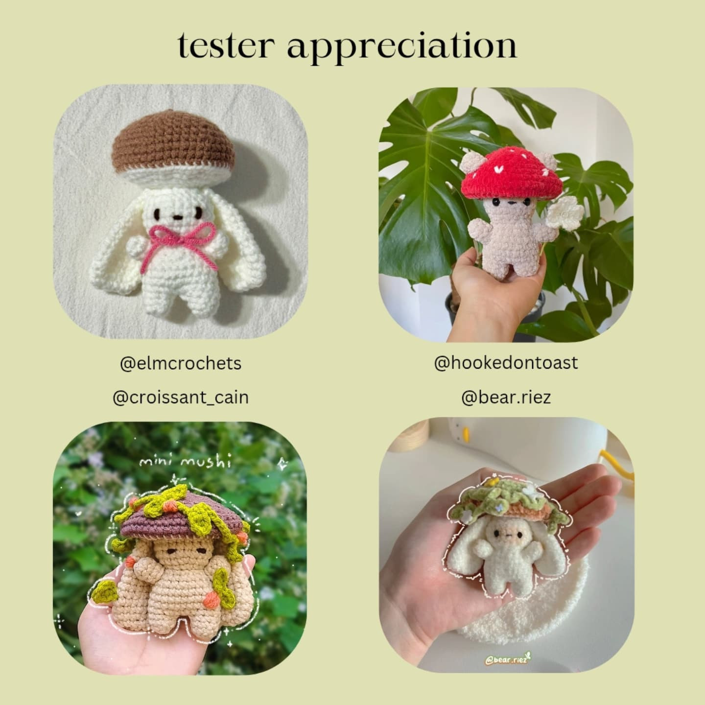 Crochet Pattern for Cute Mini Mushrooms Amigurumi