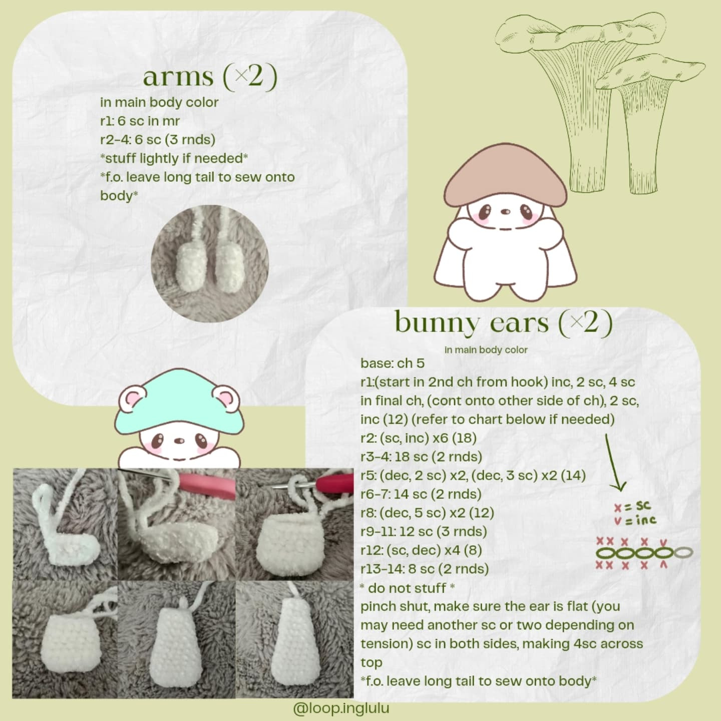 Crochet Pattern for Cute Mini Mushrooms Amigurumi
