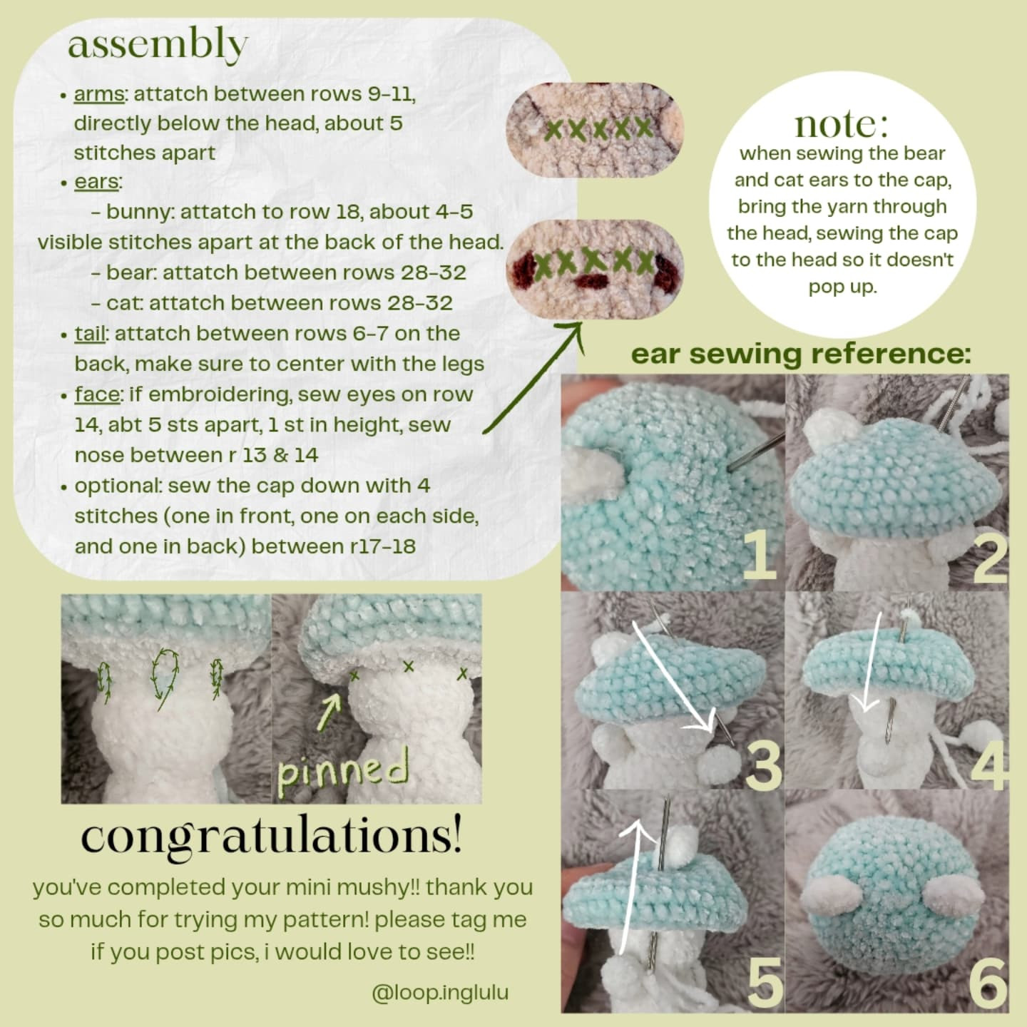Crochet Pattern for Cute Mini Mushrooms Amigurumi