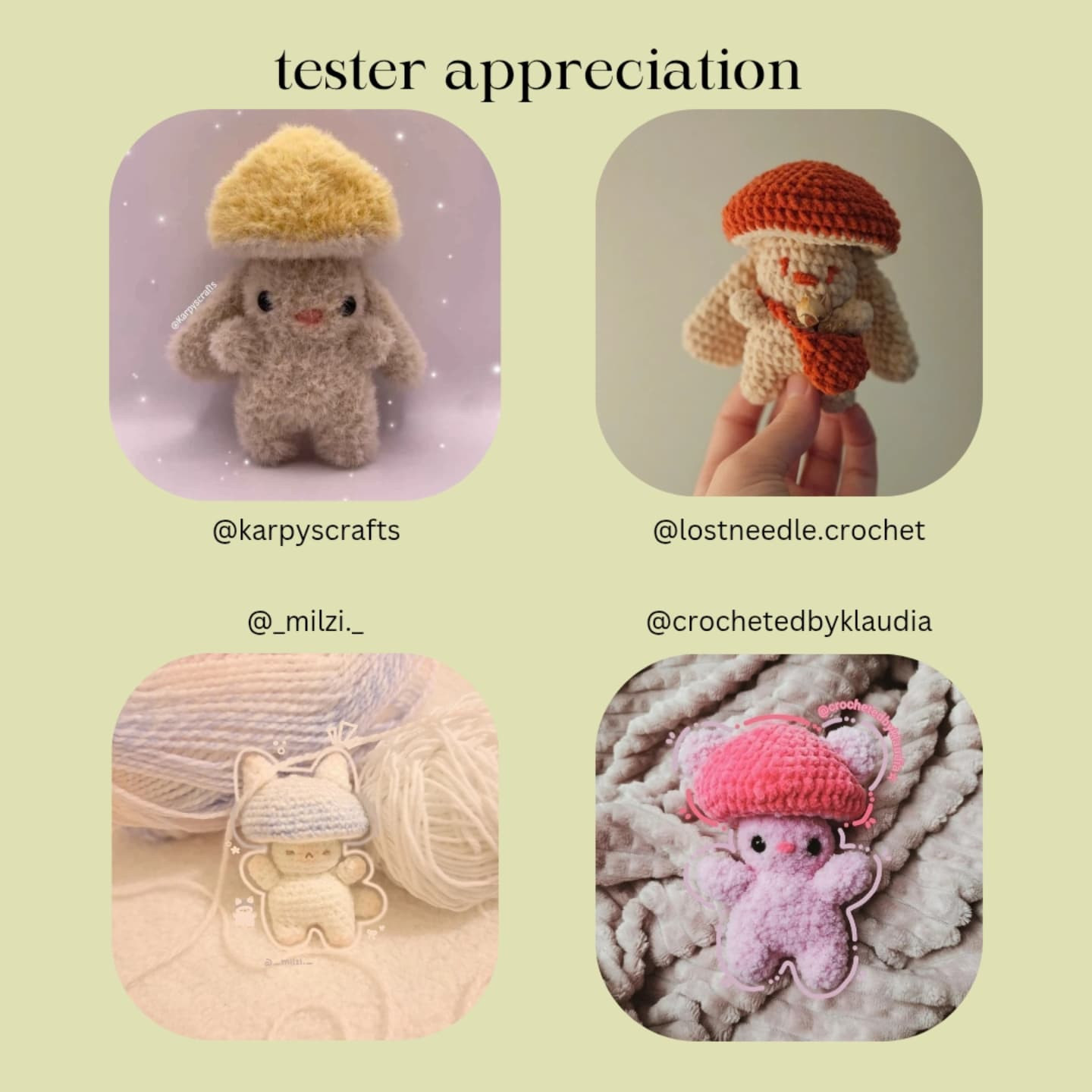 Crochet Pattern for Cute Mini Mushrooms Amigurumi