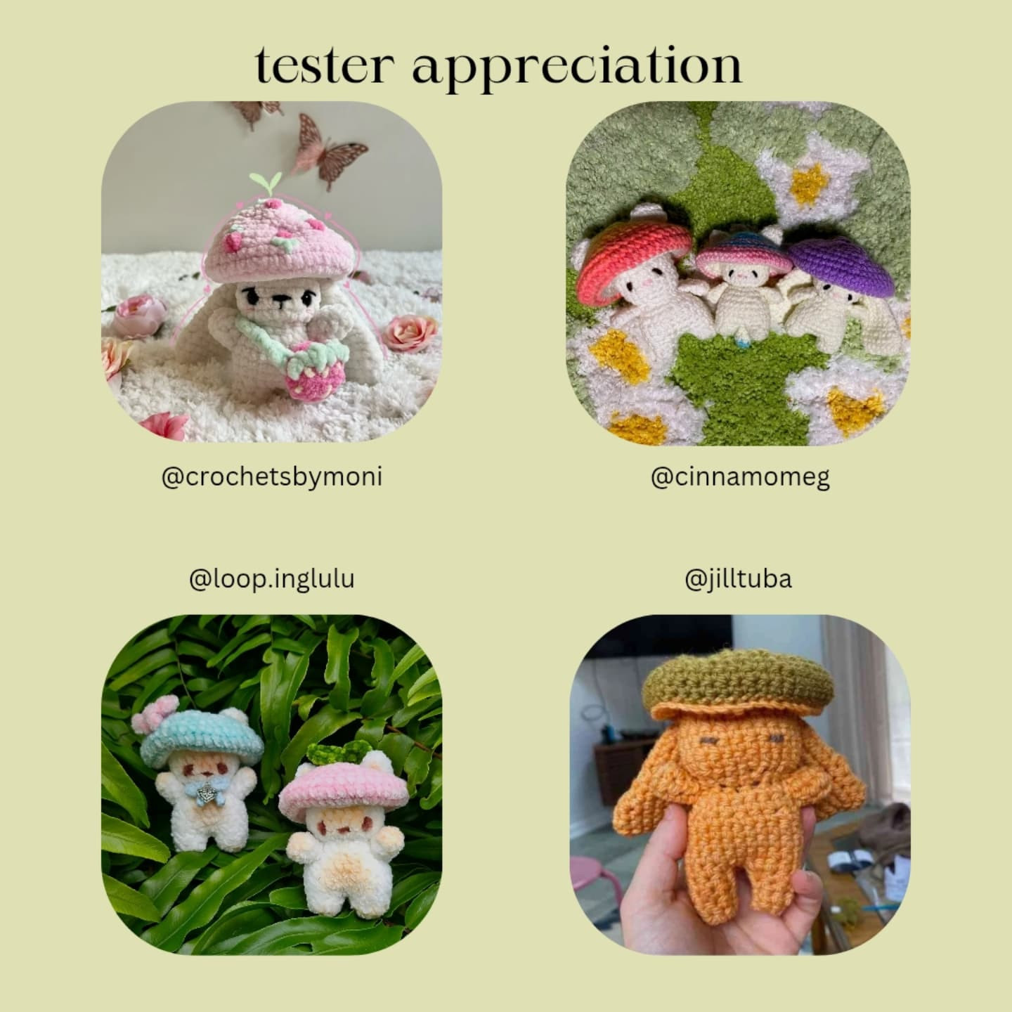 Crochet Pattern for Cute Mini Mushrooms Amigurumi
