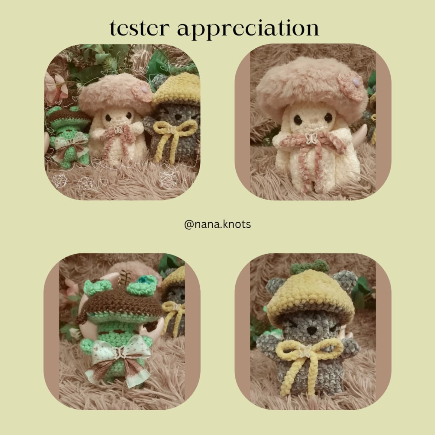 Crochet Pattern for Cute Mini Mushrooms Amigurumi