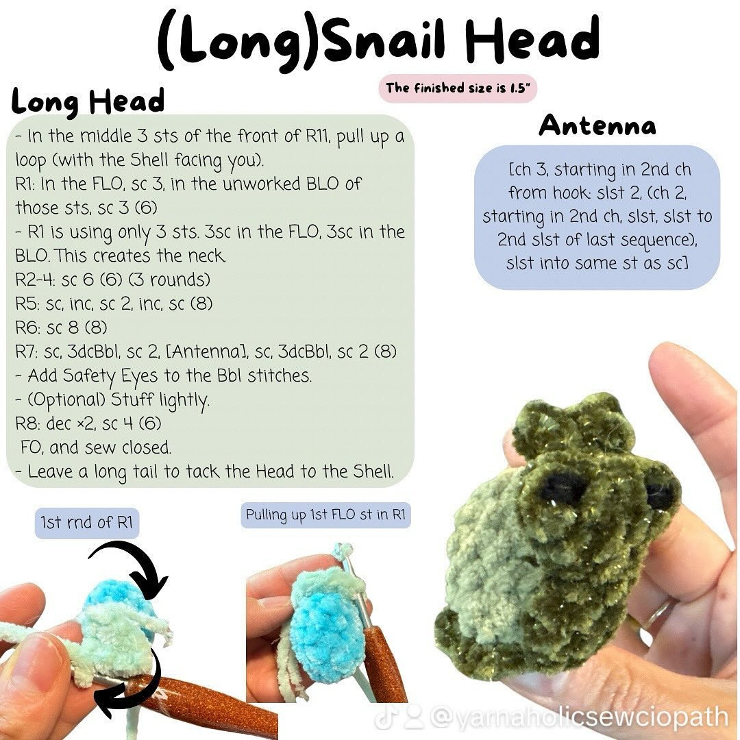 Crochet Pattern for Cute Mini Snail Plushies