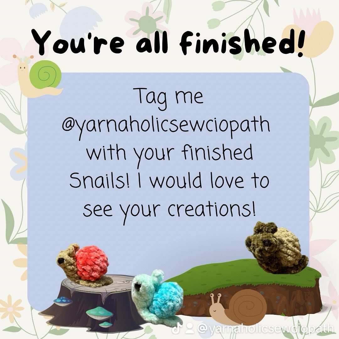 Crochet Pattern for Cute Mini Snail Plushies