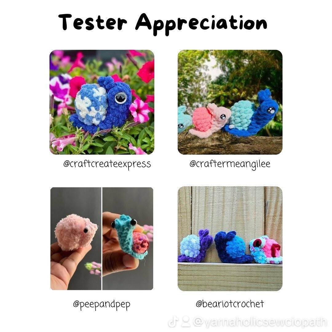 Crochet Pattern for Cute Mini Snail Plushies