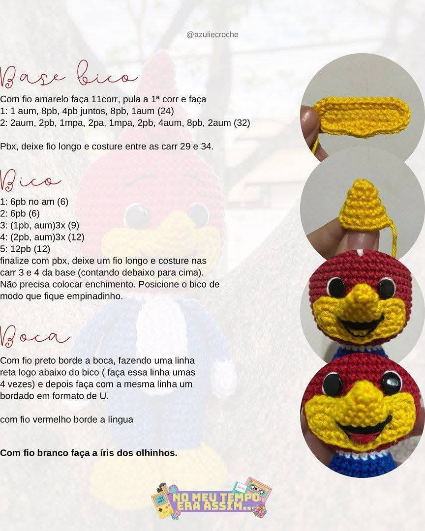 Crochet Pattern for Cute Red Bird Amigurumi Toy