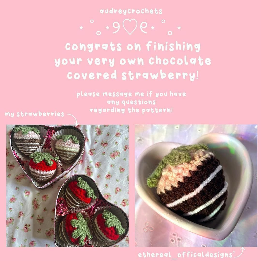 Crochet Pattern for Delicious Chocolate Covered Strawberries