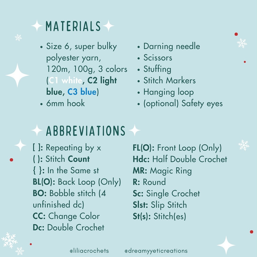 Crochet Pattern for Festive Yeti Ornaments - Day 5