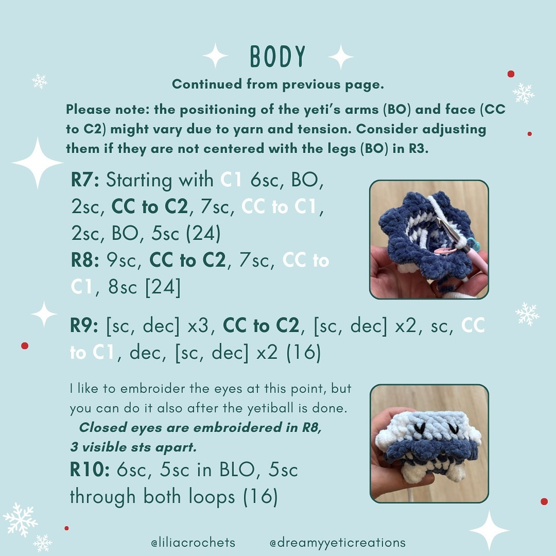 Crochet Pattern for Festive Yeti Ornaments - Day 5
