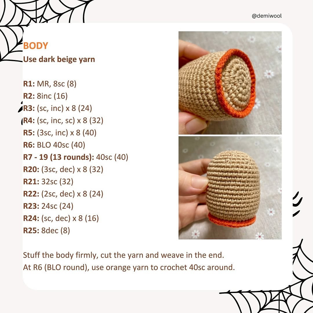 Crochet Pattern for Halloween Gnome with Spider Decoration