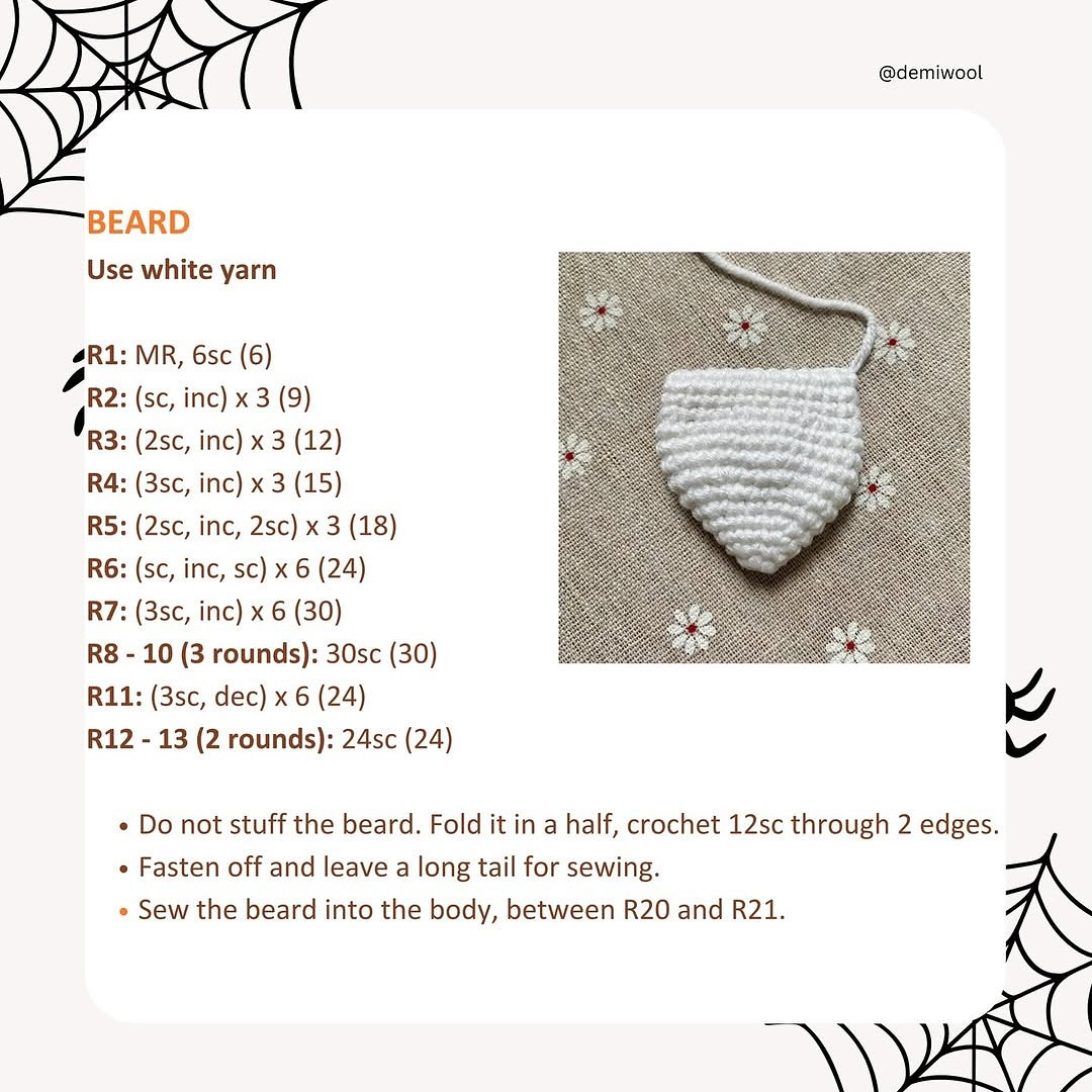 Crochet Pattern for Halloween Gnome with Spider Decoration