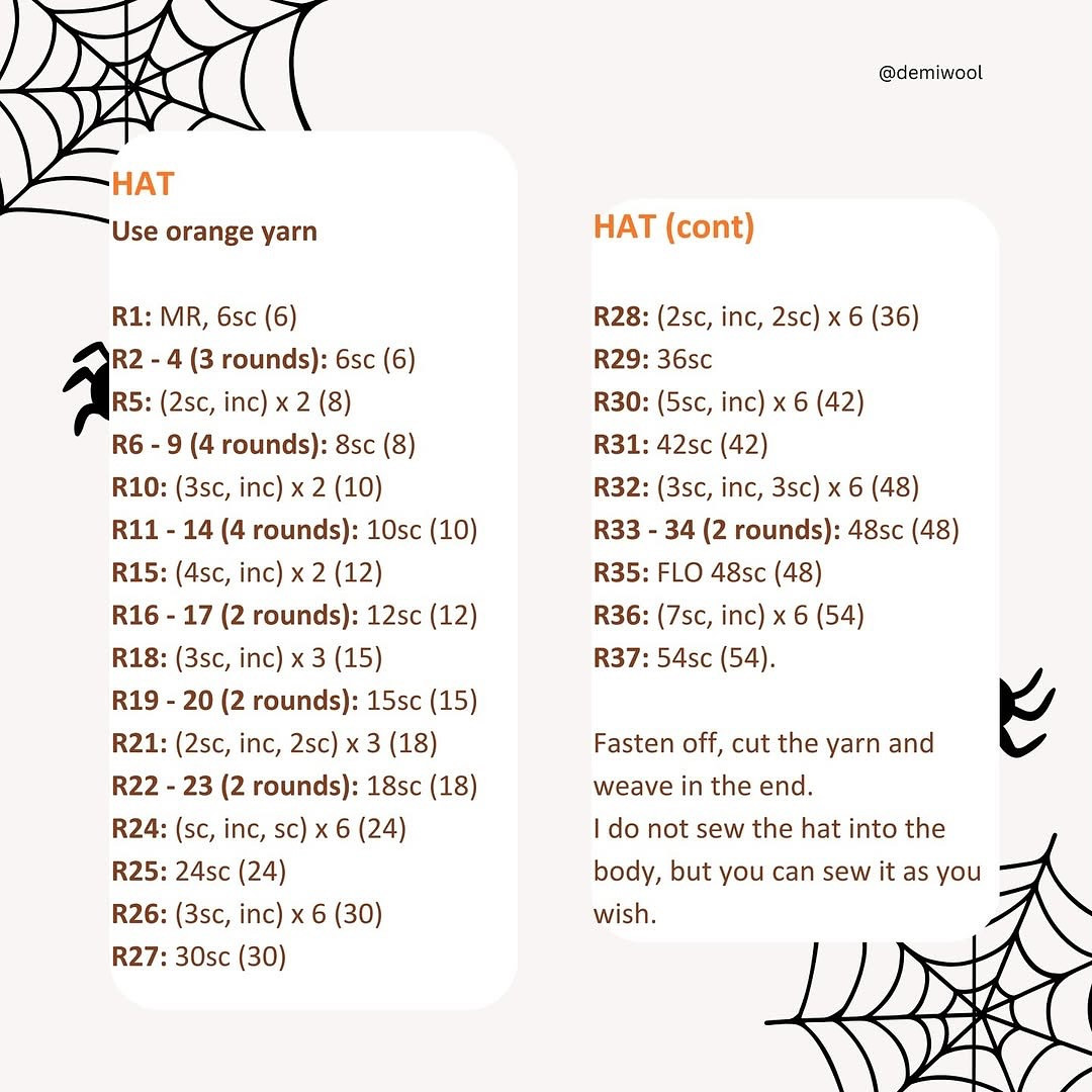 Crochet Pattern for Halloween Gnome with Spider Decoration
