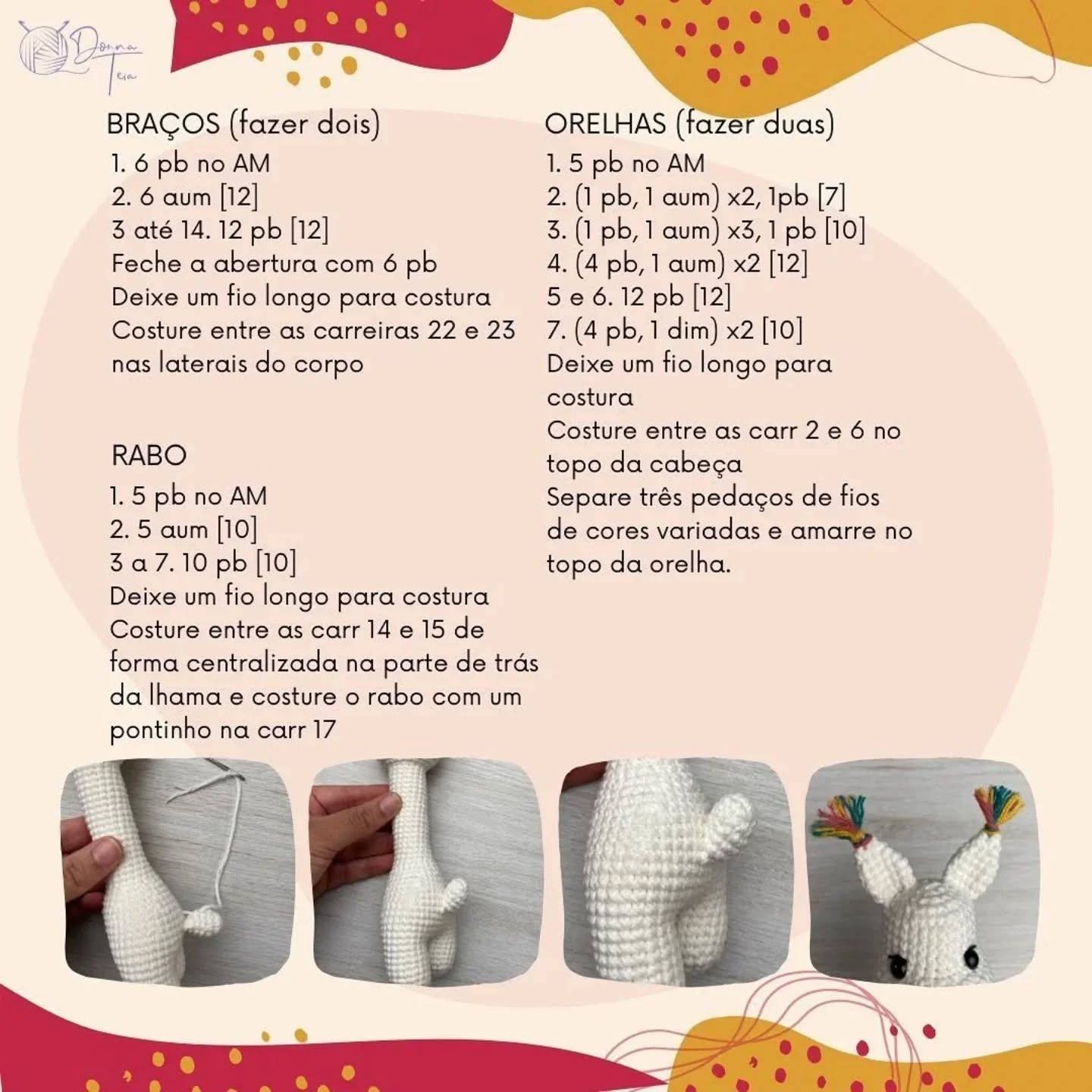 Crochet Pattern for Llama Stuffed Animal with Colorful Poncho