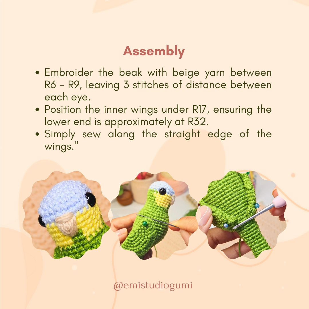 Crochet Pattern for Lou the Parrot Amigurumi by Estela Calderón