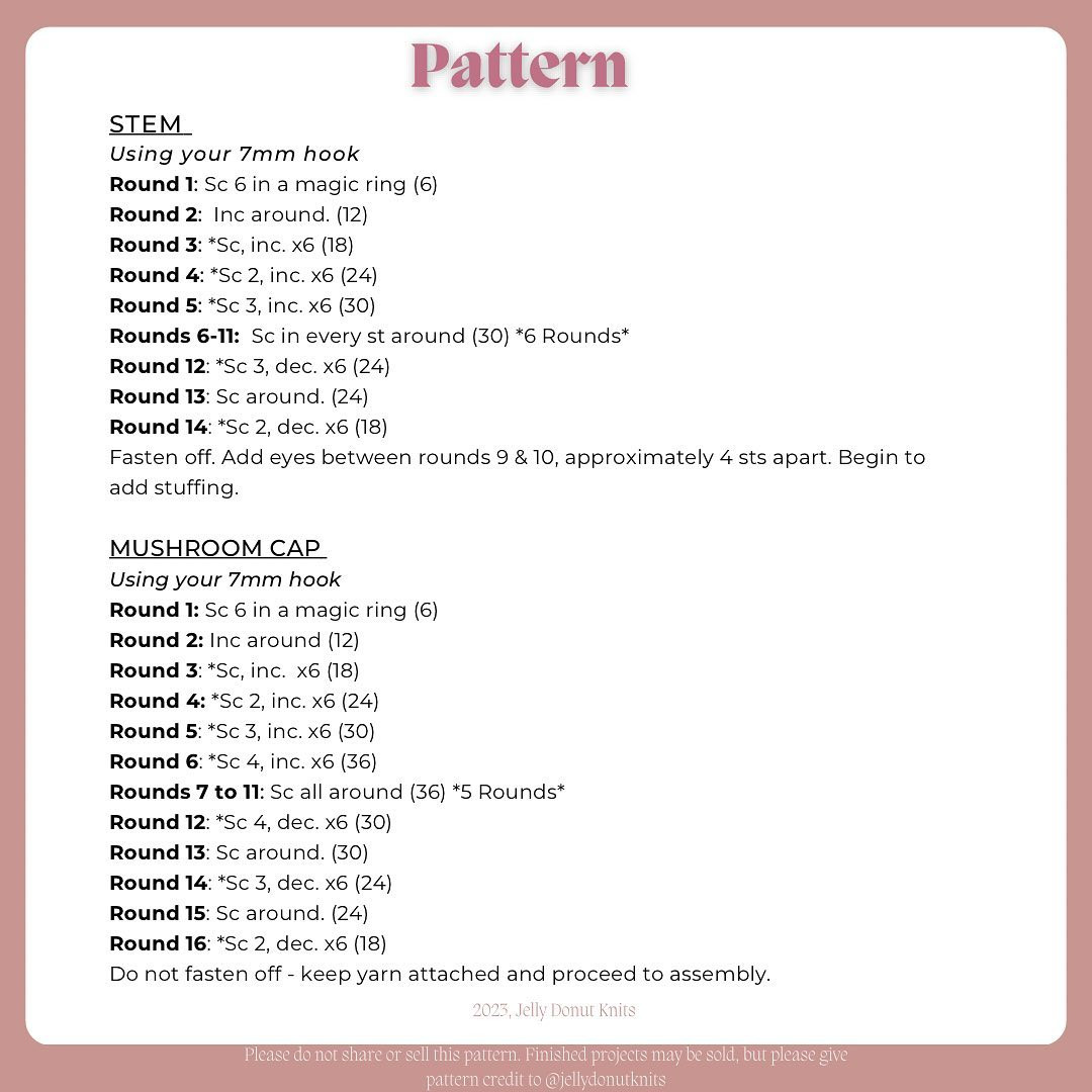 Crochet Pattern for Mini Mina the Mushroom Plushie