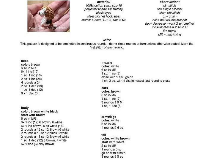 Crochet Pattern for Miniature Beagle Dog Amigurumi
